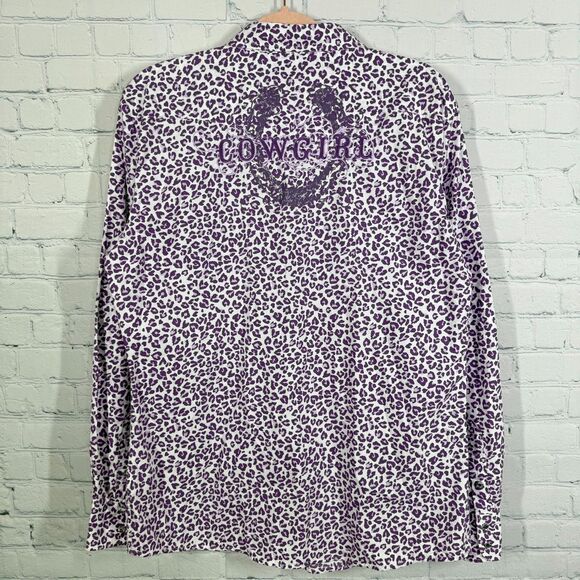 Cowgirl Hardware Western Shirt Women XL Animal Print Pearl Snap Cowgirl Top - Picture 2 of 12
